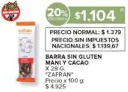 Carrefour Zafran barra sin gluten mani y cacao oferta