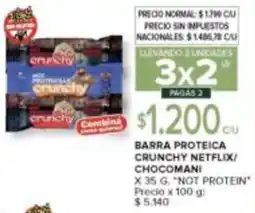 Carrefour Not protein barra proteica crunchy netflix/ chocomani oferta