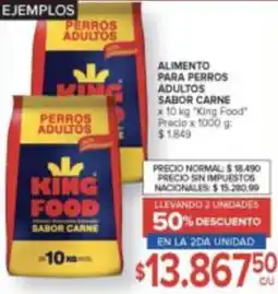 Carrefour King food alimento para perros adultos sabor carne oferta