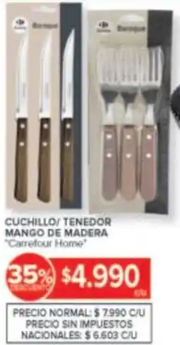 Carrefour Carrefour home cuchillo/ tenedor mango de madera oferta