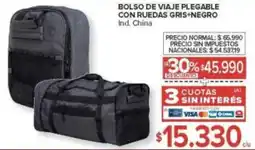 Carrefour Bolso de viaje plegable con ruedas gris+negro oferta