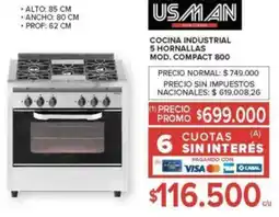 Carrefour Usman cocina industrial 5 hornallas oferta