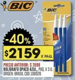 Coto Bic boligrafo opaco azul, paq. oferta