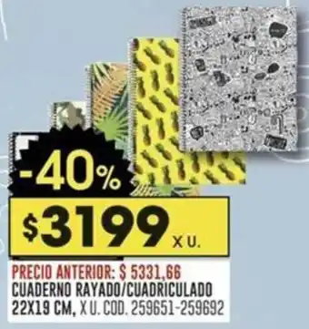 Cuaderno rayado/cuadriculado