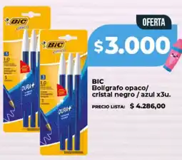 Supermayorista Vital Bic bolígrafo opaco/ cristal negro / azul oferta