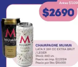 Supermercados Tadicor Mumm champagne lata oferta