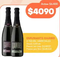 Supermercados Tadicor Gambei espumante varietales oferta