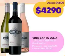 Supermercados Tadicor Santa julia vino varietales oferta