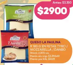 Supermercados Tadicor La paulina queso en fetas tybo/ mozzarella/danbo oferta