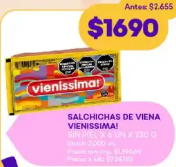 Supermercados Tadicor Vienissima! salchichas de viena sin piel oferta