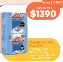 Supermercados Tadicor Paladini jamón cocido horma oferta
