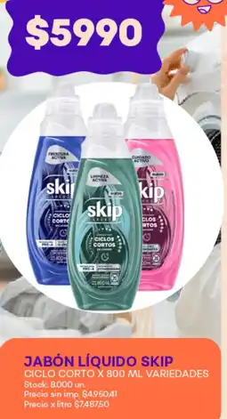 Supermercados Tadicor Skip jabón líquido ciclo corto variedades oferta