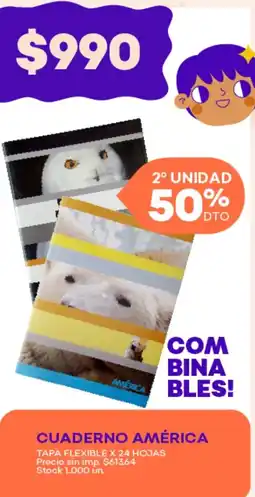 Supermercados Tadicor Cuaderno américa tapa flexible oferta