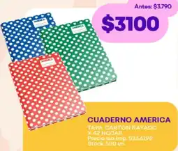 Supermercados Tadicor Cuaderno america tapa carton rayado oferta