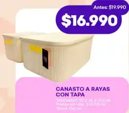 Supermercados Tadicor Canasto a rayas con tapa mediano oferta