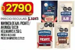 Supermercados DIA Hellmann's mayonesa de ajo picante/ ahumada/bacon oferta