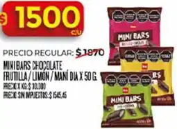 Supermercados DIA Dia mini bars chocolate frutilla/limon/mani oferta