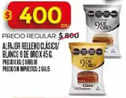Supermercados DIA 9 de oro alfajor relleno clásico blanco oferta