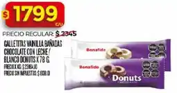 Supermercados DIA Bonafide galletitas vainilla bañadas chocolate con leche blanco donuts oferta
