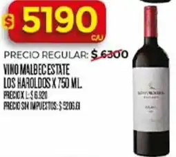 Supermercados DIA Estate los haroldos vino malbec oferta