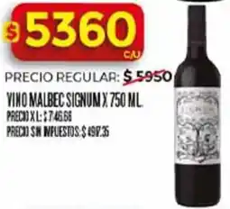 Supermercados DIA Signum vino malbec oferta