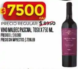 Supermercados DIA Pascual toso vino malbec oferta