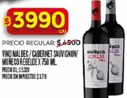 Supermercados DIA Muñeco rebelde vino malbec/cabernet sauvignon reco oferta