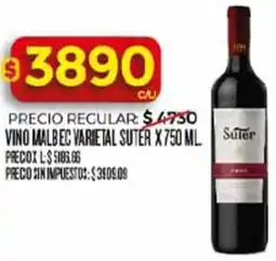 Supermercados DIA Suter vino malbec varietal oferta