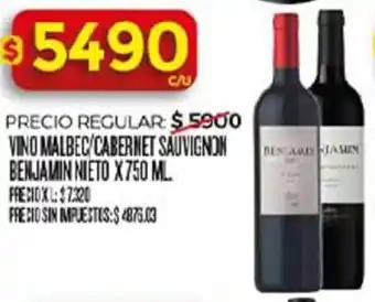 Supermercados DIA Benjamin nieto vino malbec/cabernet sauvignon oferta
