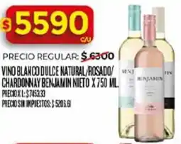 Supermercados DIA Benjamin nieto vino blanco dulce natural/rosado/ chardonnay oferta