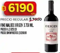 Supermercados DIA Origen vino malbec oferta