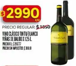 Supermercados DIA Vinas de balbo vino clásico tinto/blanco oferta