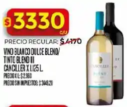 Supermercados DIA Canciller vino blanco dulce blend/ tinto blendi oferta