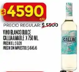Supermercados DIA Callia amable vino blanco dulce oferta