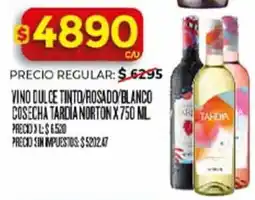 Supermercados DIA Tardia norton vino dulce tinto rosado/blanco cosecha oferta