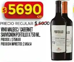 Supermercados DIA Portillo vino malbec/cabernet sauvignon oferta