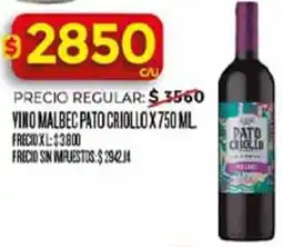 Supermercados DIA Pato criollo vino malbec oferta