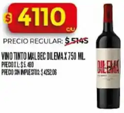 Supermercados DIA Dilema vino tinto malbec oferta