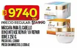 Supermercados DIA Dove máscara para el cabello bond intense repair/uv repair oferta