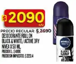 Supermercados DIA Nivea desodorante roll on black&white/active dry oferta