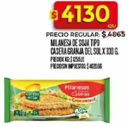 Supermercados DIA Milanesa de soja tipo casera granja del sol oferta