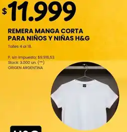 Changomas H&G remera manga corta para niños y niñas oferta