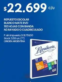 Changomas Repuesto escolar blanco mate rvd oferta