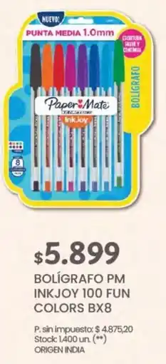 Changomas Bolígrafo pm inkjoy 100 fun colors bx8 oferta