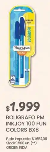 Changomas Boligrafo pm inkjoy 100 fun colors bx8 oferta