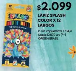 Changomas Lápiz splash color x 12 largos oferta