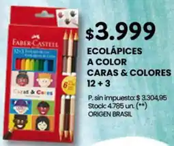 Changomas Ecolápices a color caras & colores 12+3 oferta