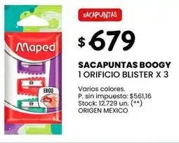 Changomas Maped sacapuntas boogy 1 orificio blister x 3 oferta