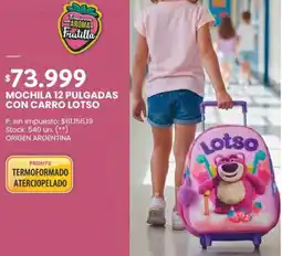 Changomas Mochila 12 pulgadas con carro lotso oferta