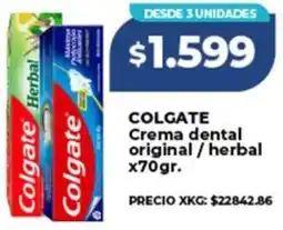 Supermayorista Vital Colgate crema dental original/herbal oferta